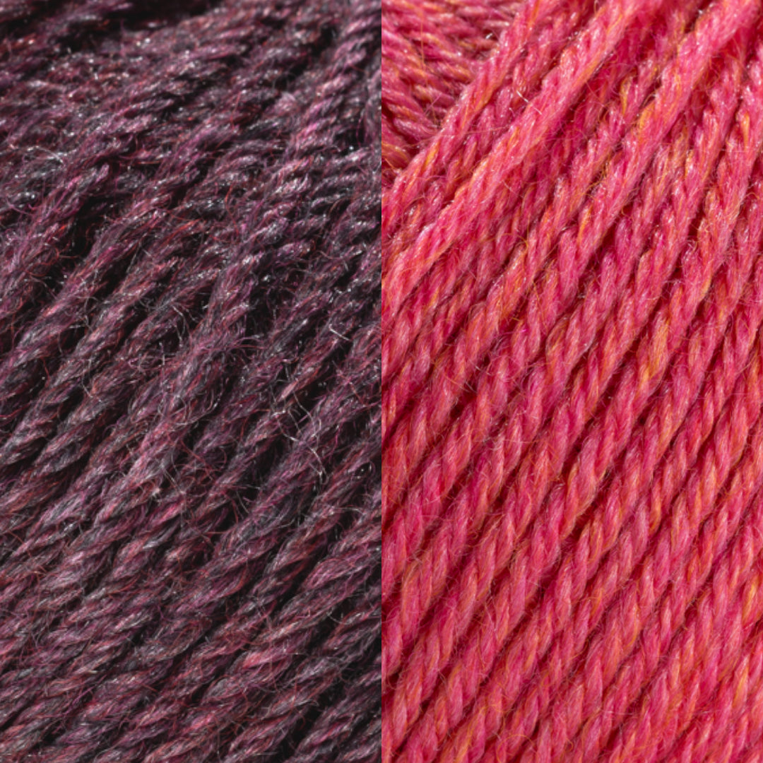 "Main: Mulberry Dusk / Contrast: Lilly Pilly"
